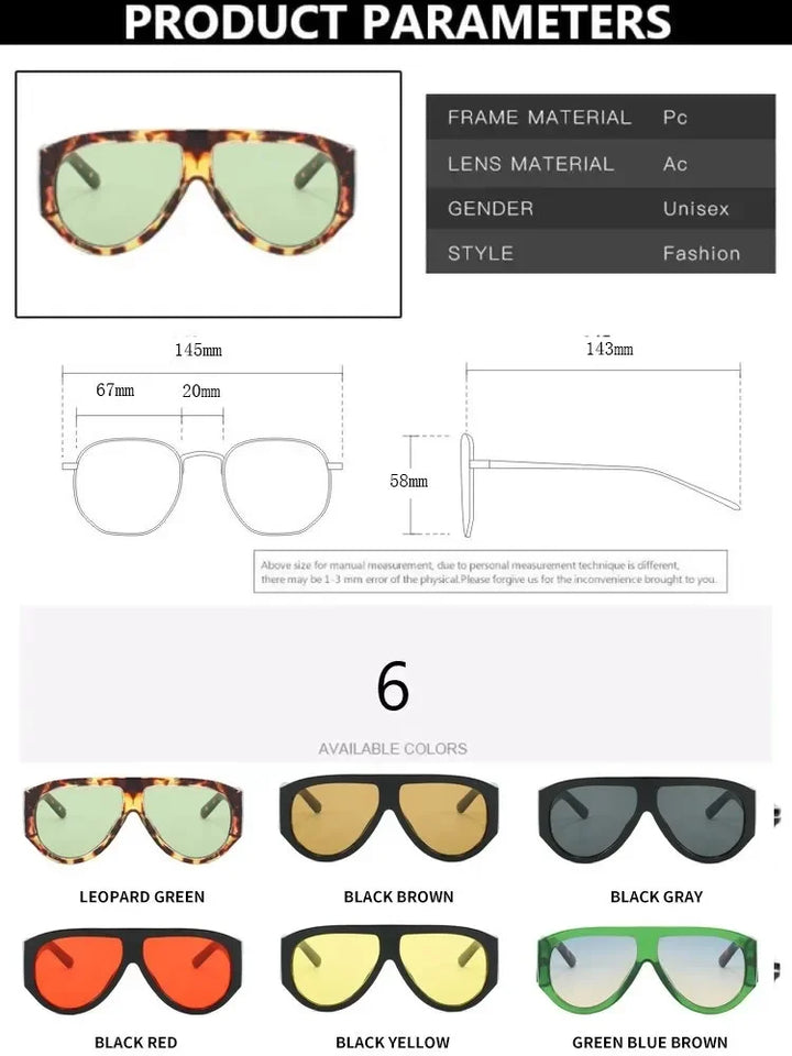 Sunglasses Oversized Hip Hop Shades Unisex Designer Eyewear UV400 Protection Fall 2026 Trend