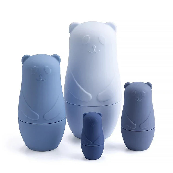 BPA-Free Silicone Stacking Blocks Nesting Doll Toy Set for Educational Play and Motor Skill Development