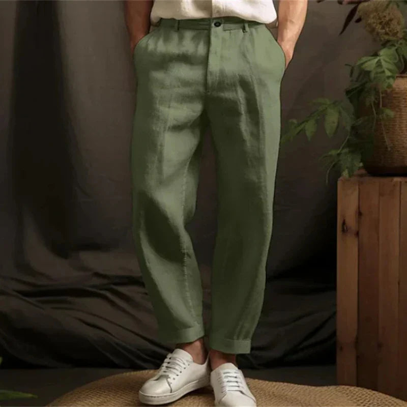 Spring Summer Casual Linen Pants for Men - Breathable Loose Fit Vintage Straight Pants