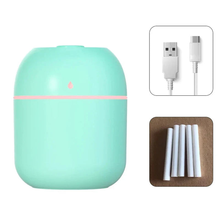 Portable USB Ultrasonic Air Mini Humidifier Diffuser with LED Lamp - Car Purifier Aroma Mist Maker for Home &amp; Travel