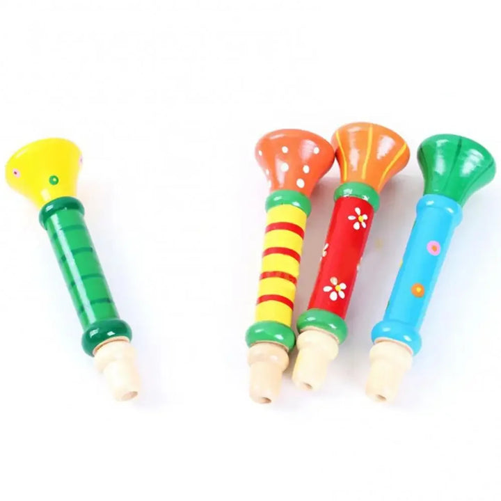 Wooden Trumpet Toy Horn Whistle - Musical Instrument for Kids, Early Educational Montessori Sound Training