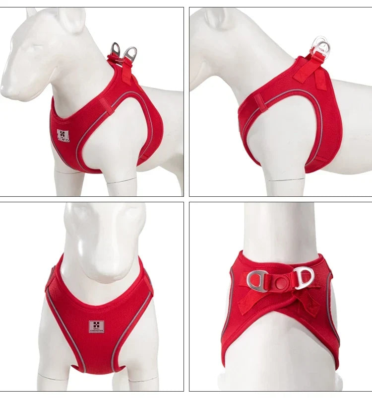 Dog Harness Leash Set Reflective Padded Vest All Seasons Outdoor Walking Gift Idea