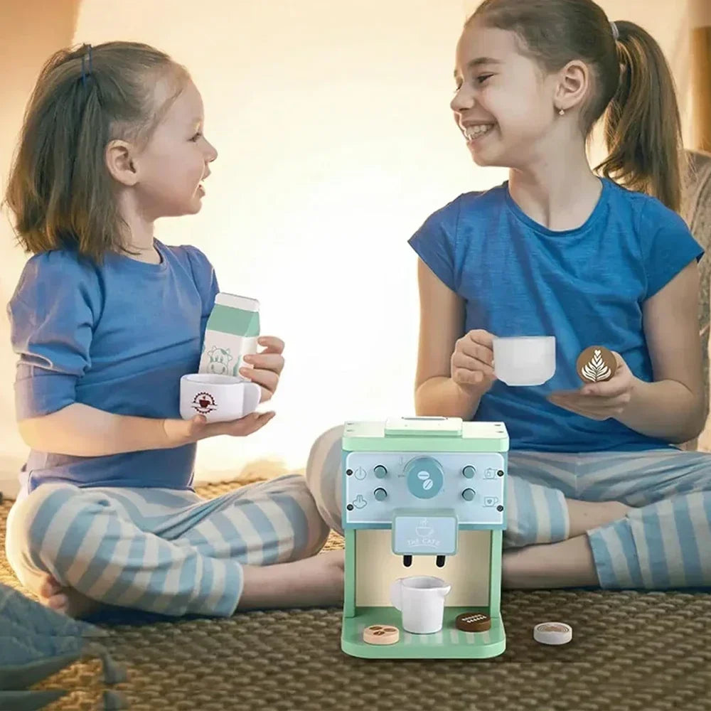 Wooden Kids Coffee &amp; Cookie Maker Toy Set - Educational Pretend Play Kitchen Gift for Boys &amp; Girls