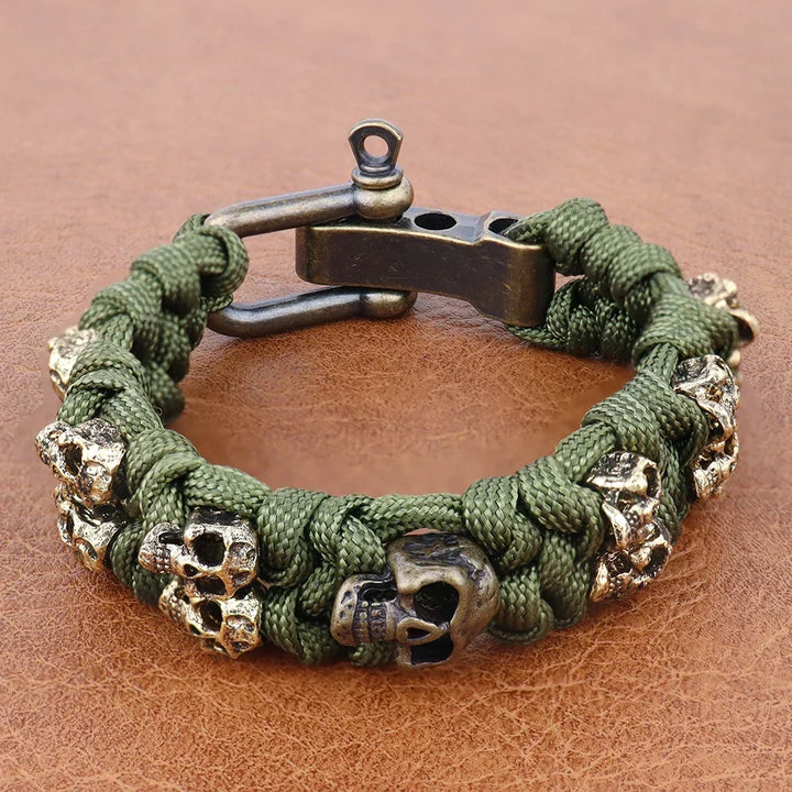 Skull Paracord Bracelet Gothic Wristband Halloween 2026 Gift Idea Adjustable Braided jewelry