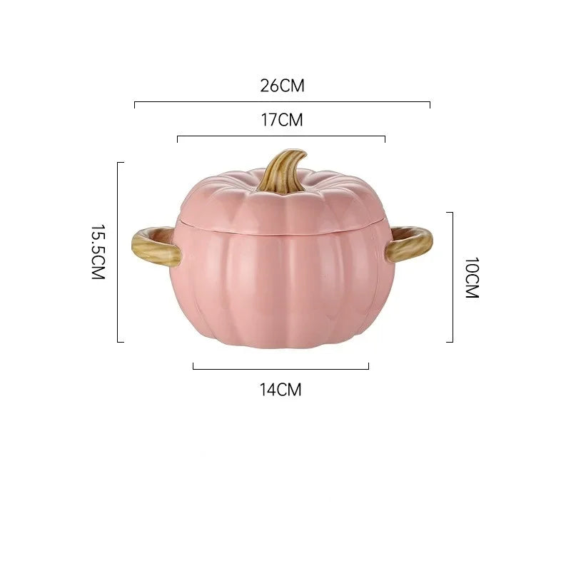 Pumpkin Soup Pot 1.4L Ceramic Bowl With Lid Halloween
