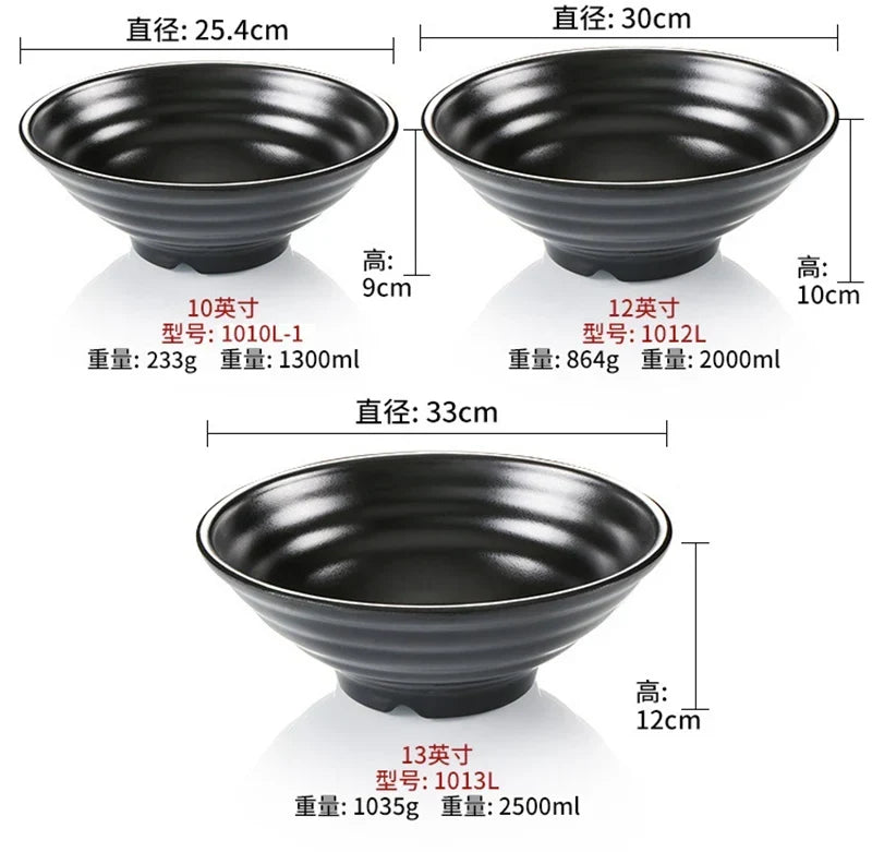 Ramen Bowl Black Plastic Japanese Style Noodle Bowl