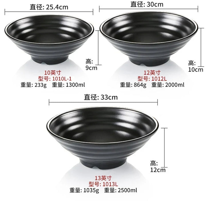 Ramen Bowl Black Plastic Japanese Style Noodle Bowl