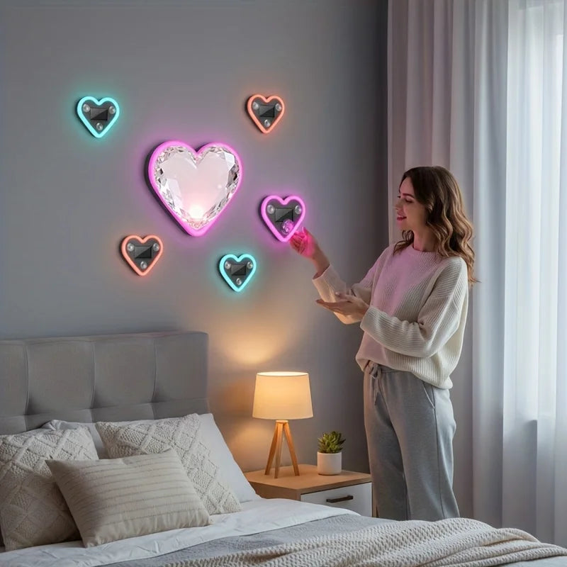 Car Window Neon Light Heart Shaped LED Interior Lamp TikTok Viral Fall 2026 Solar Powered Wiring Free