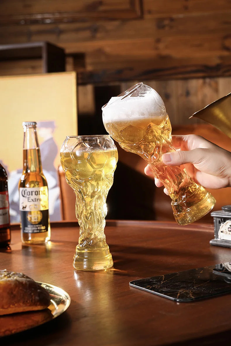 Beer Glass Cup Soccer Themed Premium Trophy Style For Man Cave Decor Fall 2026 Gift For Football Fans