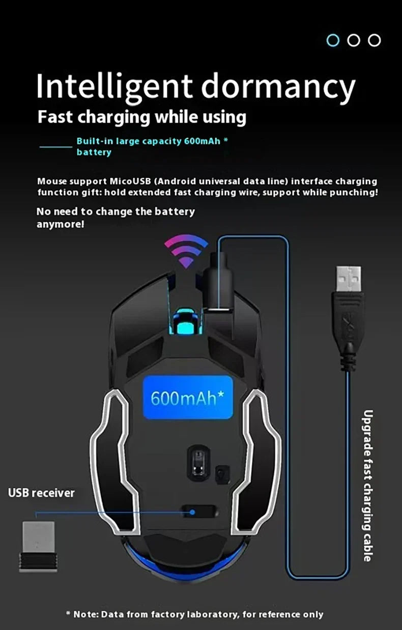 Wireless Rechargeable Gaming Mouse Bluetooth Silent Backlit