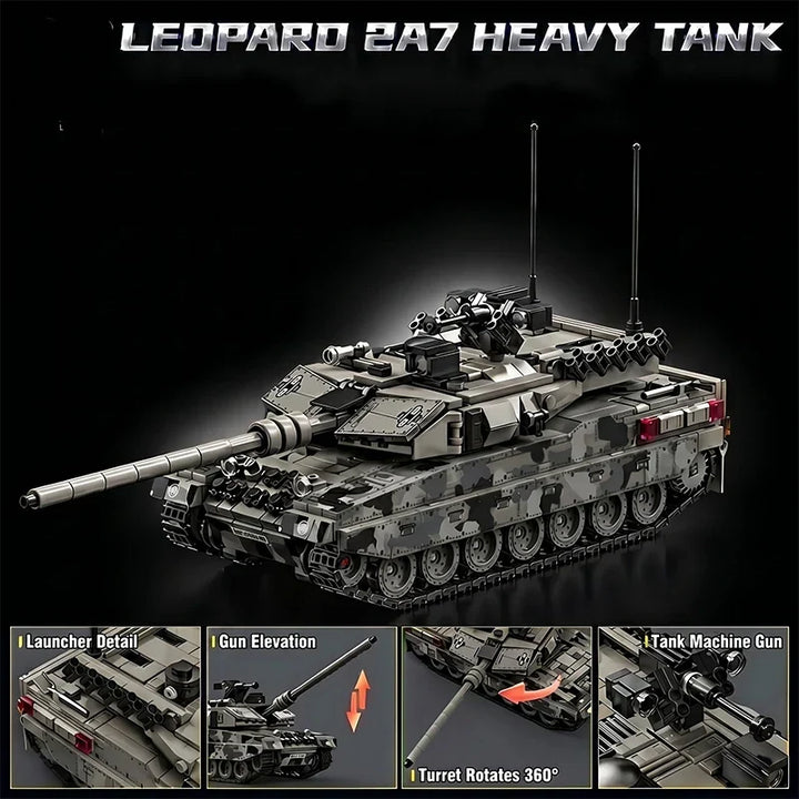 Military Tank Building Blocks Leopard 2A7 Model 1007 Pieces Camouflage Brick Set Fall 2026 Gift