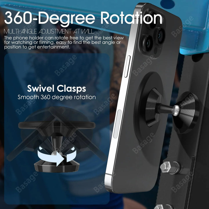 Magnetic Gym Phone Holder &amp; Accessories - Hands-Free Workout Mount