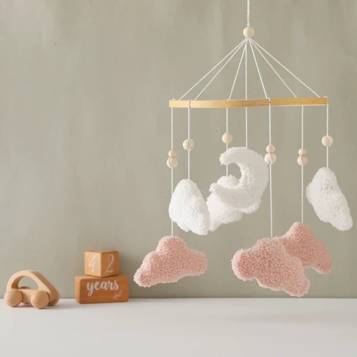 Wooden Crib Mobile Felt Bear Musical Newborn Sensory Toys