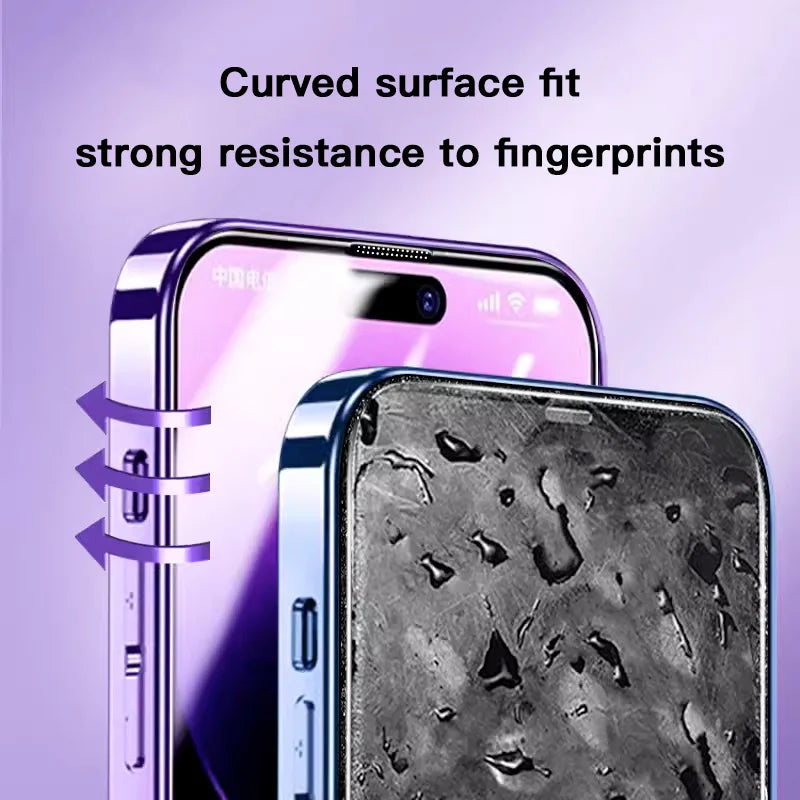 Privacy Tempered Glass Screen Protector for iPhone 16 15 14 13 12 - Anti-Spy Auto-Dust Removal Shield