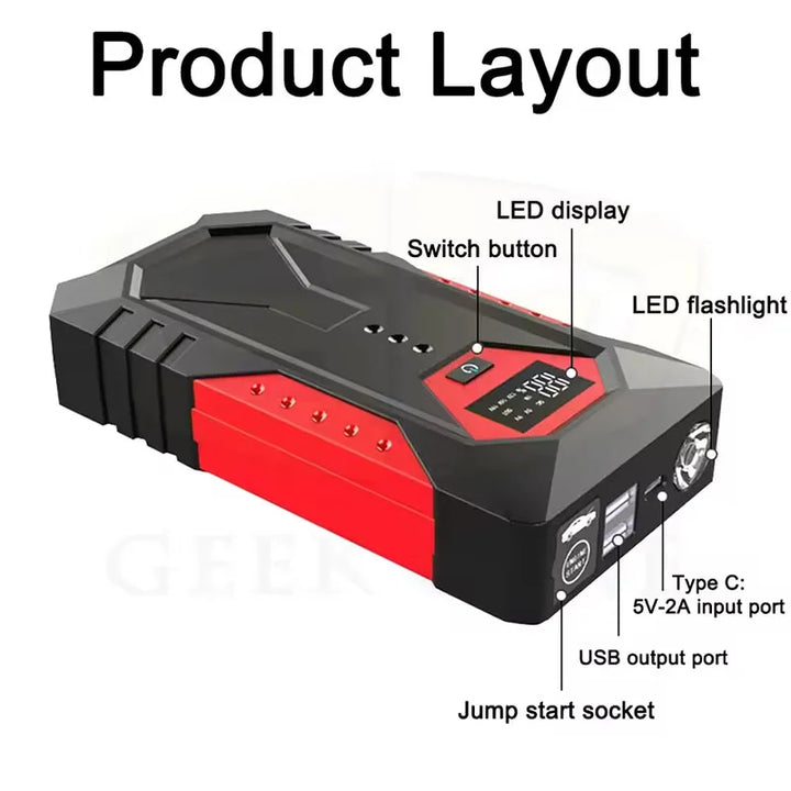 Car Jump Starter Power Bank 18000mAh 1200A Peak Emergency Booster for 12V Vehicles Fall 2025 Road Trip Safety