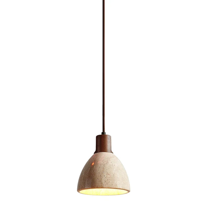 Japandi Japanese Pendant Light Wood And Travertine Bedside Lamp