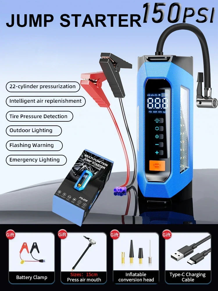 Car Jump Starter Portable Power Bank 12V With Air Compressor 6000A Peak Emergency Start 180 PSI Fall 2025