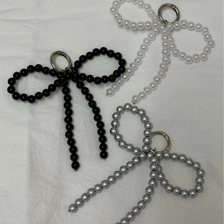 Beaded Pearl Bow Keychain Y2K Bag Charm Cute Gift Accessory
