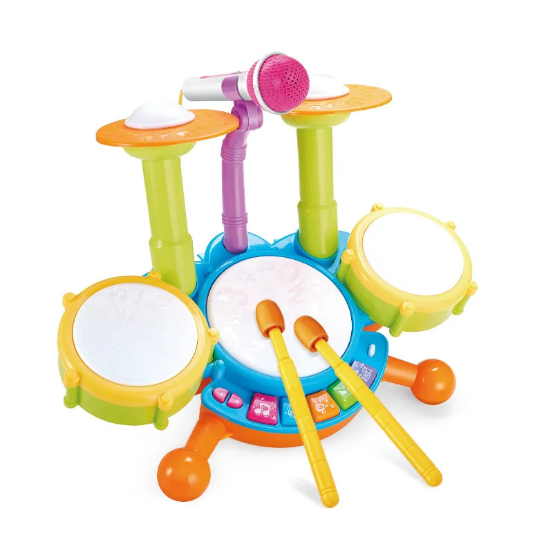 Kids Drum Set for Toddlers 1-3 with Microphone, Musical Educational Instrument Toys for Girls, Learning Activity Gifts