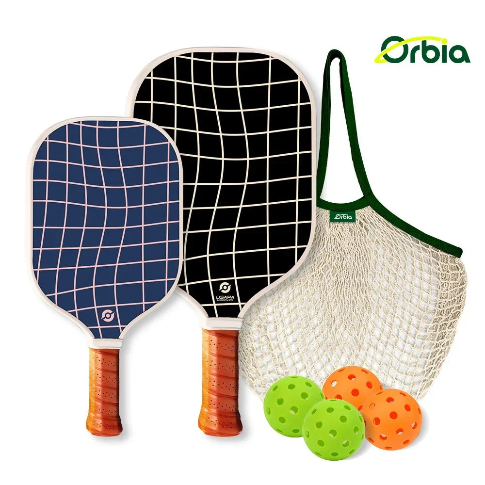 Pickleball Paddle Set for Family, Durable Glass Fiber with 13mm PP Core, Lightweight Outdoor Pickleball Equipment