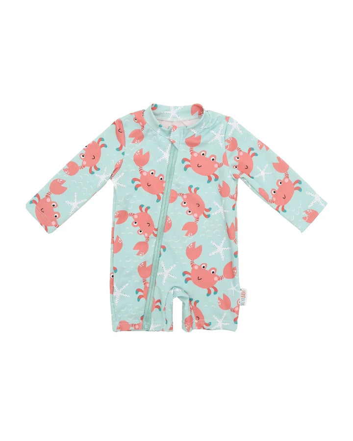 Breathable unisex long-sleeve rash guard - one-piece swimsuit, UPF 50+, pineapple print, for babies and toddlers