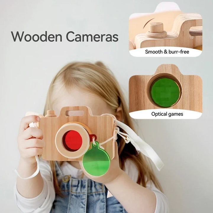Wooden Montessori Camera Toy for Babies, BPA-Free, Safe Outdoor Gift for Toddlers, Encourages Creative Play and Skill Development