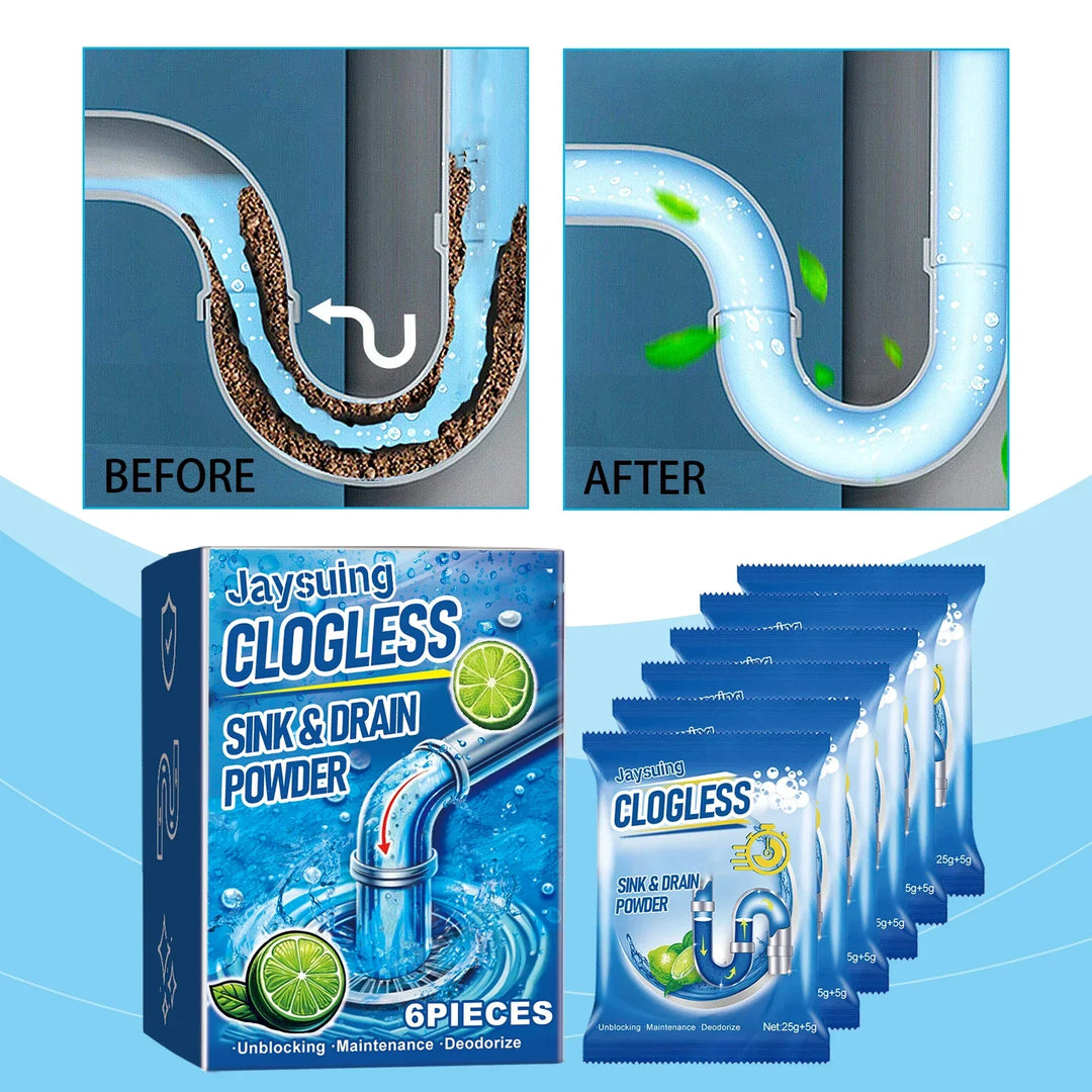 Drain Cleaner Powder - Sink and Drain Unclogging Kit, Deodorize, 6 Pieces, Spring Cleaning 2026