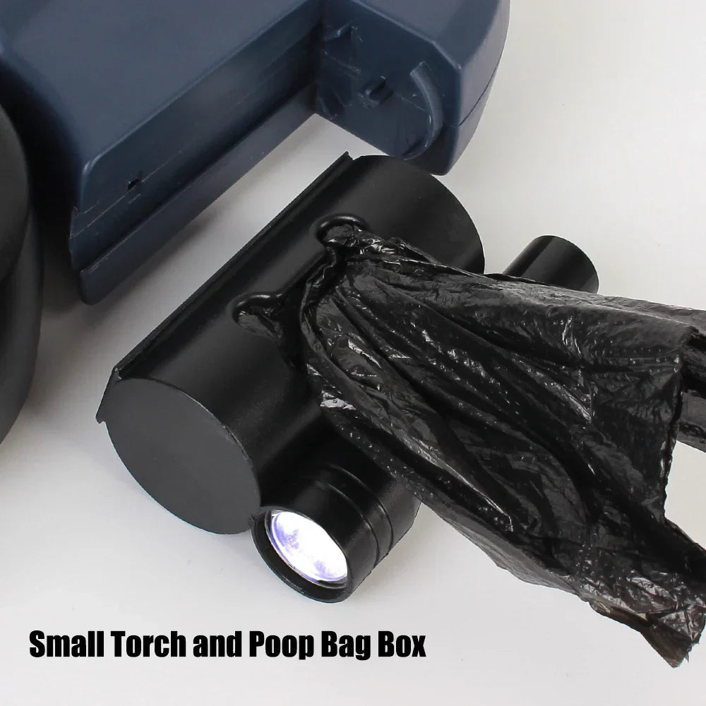 Dual Dog Leash 3m Retractable with Flashlight &amp; Waste Bag Box, Auto-Extend Traction Rope
