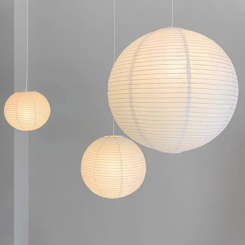 Japandi Pendant Lamp Wabi Sabi Rice Paper Round LED Dimmable