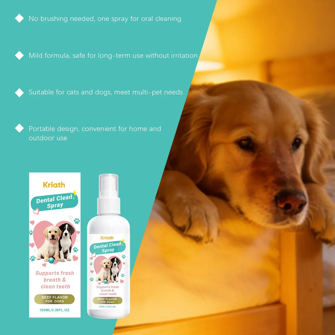 Pet Oral Care Spray 100ml – Natural Bad Breath Freshener Dog Cat Teeth Cleaning Plaque Reducer 2026