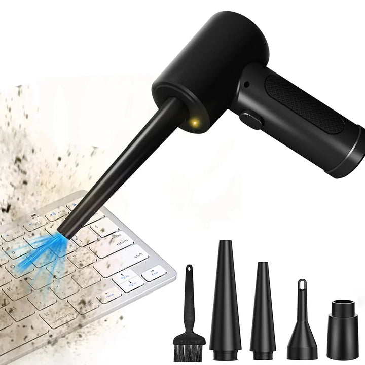 USB Rechargeable Mini Electric Compressed Air Duster with Accessories - 51000 RPM Cordless Cleaner for PC, Keyboard, Car, &amp; Electronics