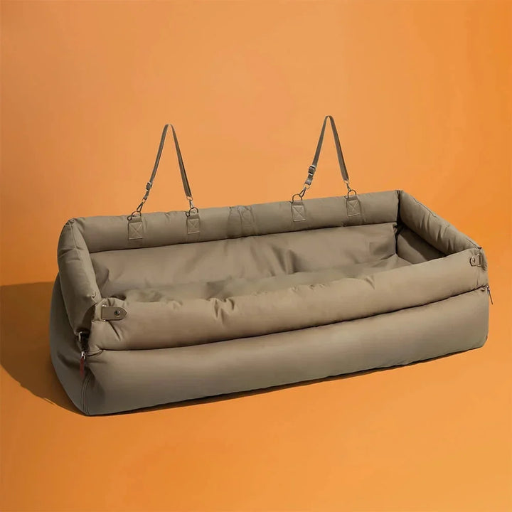 Pet Outing Lathe Luxury Faux Leather Dog Car Seat - Portable Booster Bed for Cats and Dogs