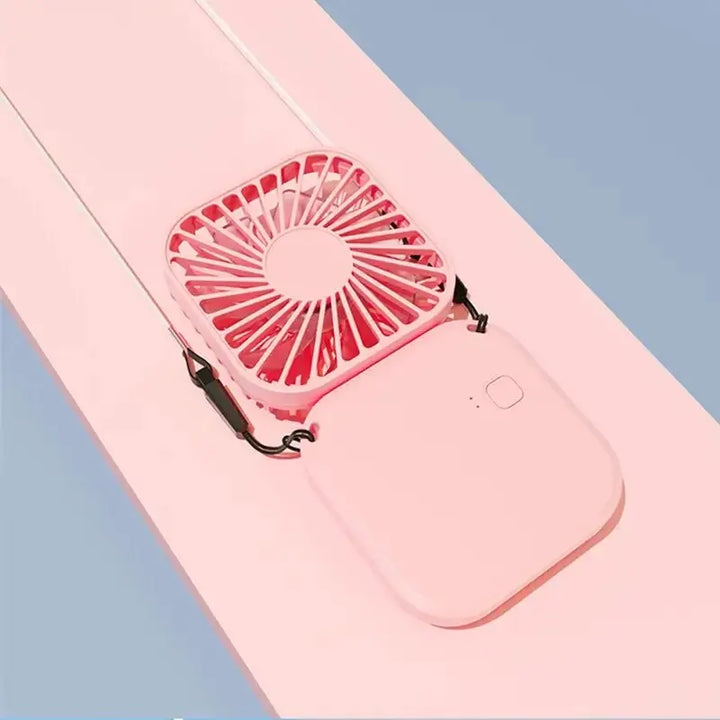 Mini Folding Hanging Neck Fan - 3 Speed USB Rechargeable Personal Fan for Travel and Indoor Use