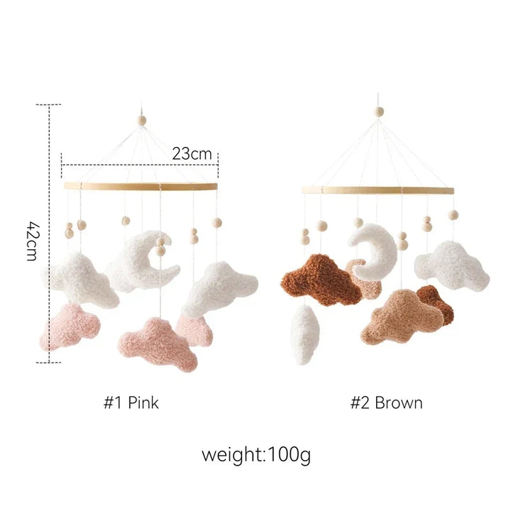 Wooden Crib Mobile Felt Bear Musical Newborn Sensory Toys