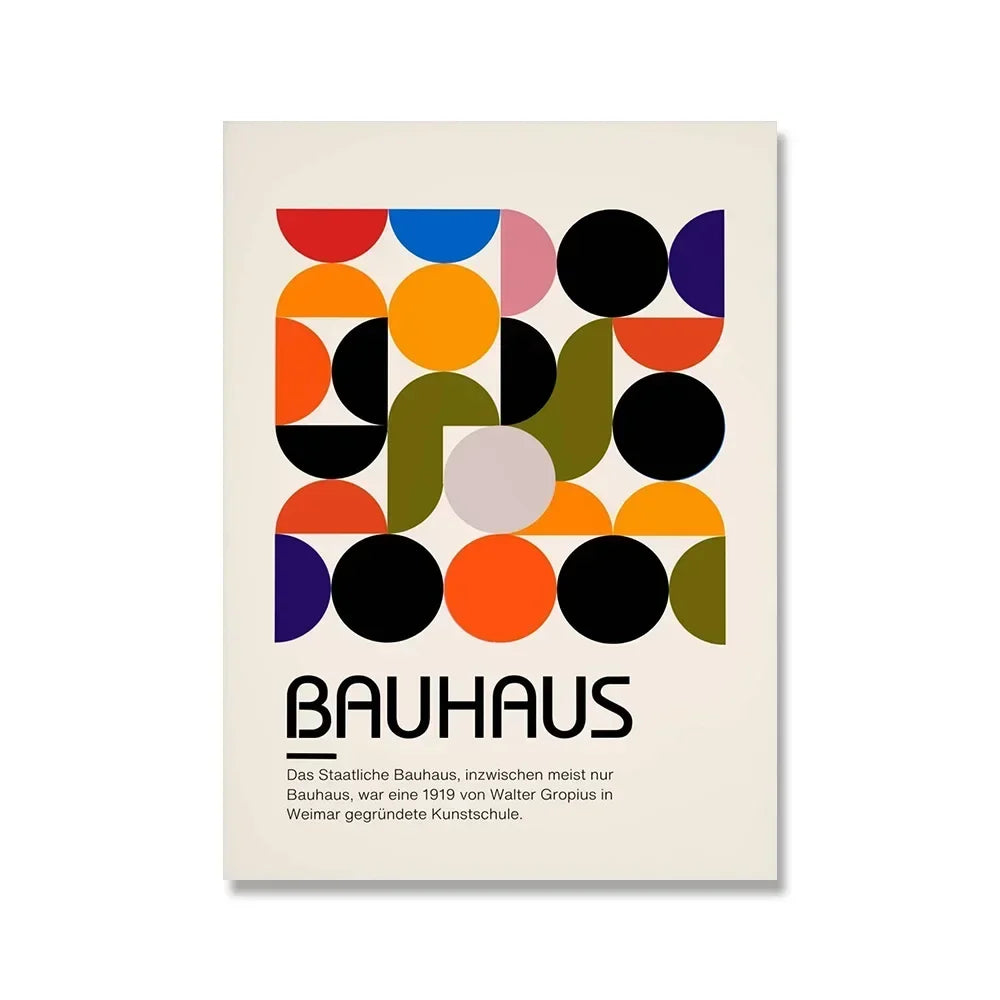 Bauhaus Canvas Wall Art Print Pink Quote Modern Nordic