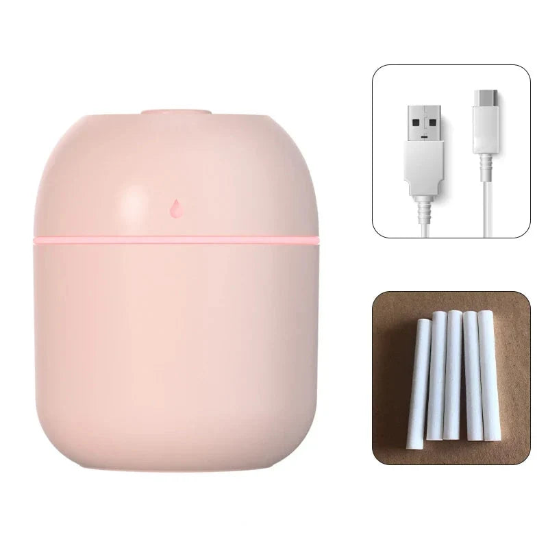 Portable USB Ultrasonic Air Mini Humidifier Diffuser with LED Lamp - Car Purifier Aroma Mist Maker for Home &amp; Travel