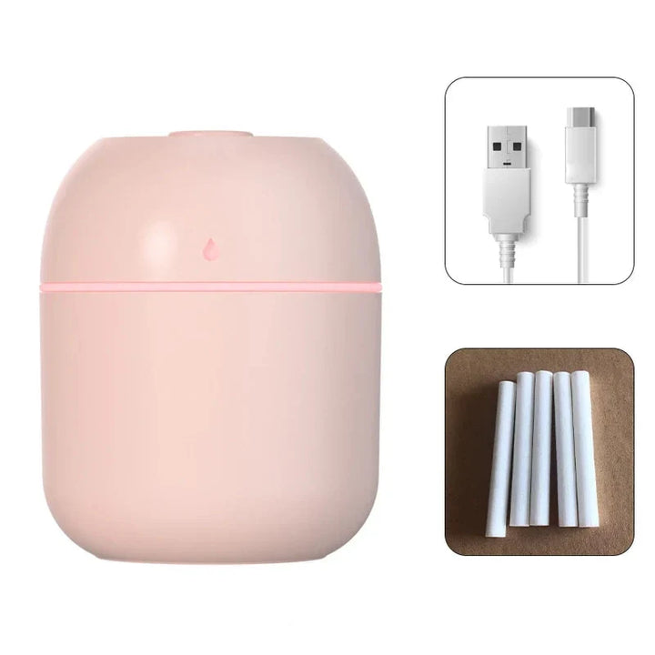 Portable USB Ultrasonic Air Mini Humidifier Diffuser with LED Lamp - Car Purifier Aroma Mist Maker for Home &amp; Travel