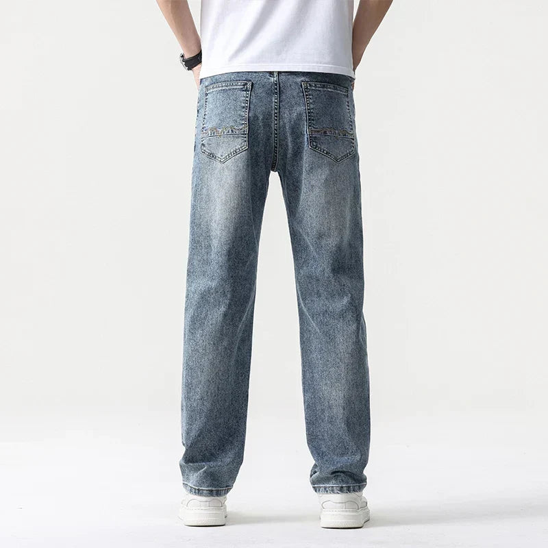 Oversized Men’s Wide Leg Jeans - Straight Lyocell, Casual