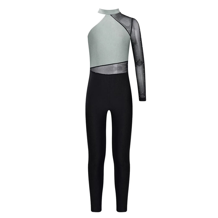 Stretchy Girls Unitard – Long Sleeve, Snakeskin, Polyester, Nylon, Elastane, For Ballet, Rhythmic Gymnastics