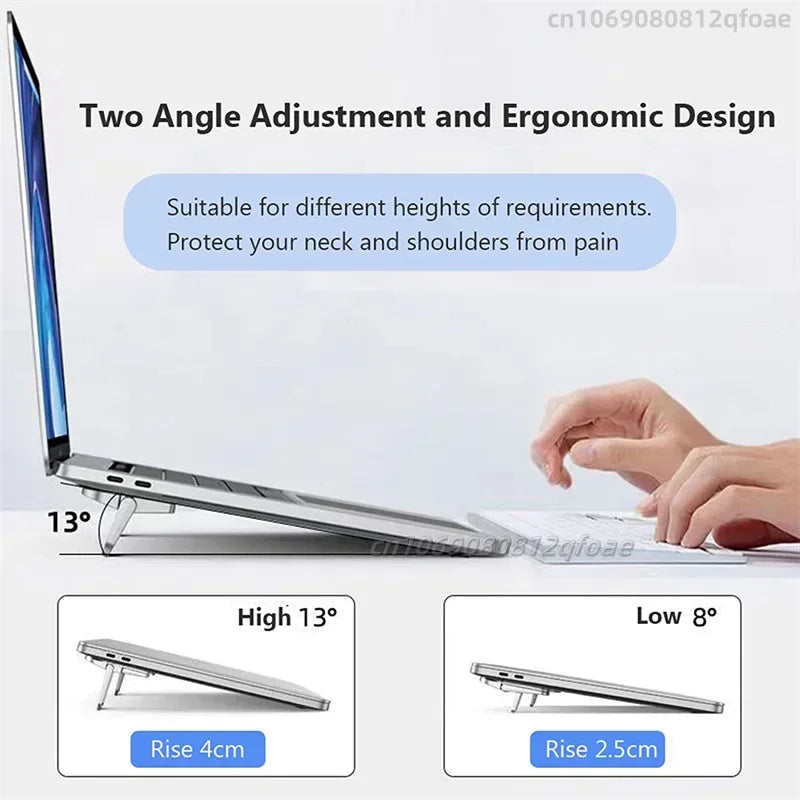 Ultra-Thin Portable Laptop Stand with Mini Legs &amp; Cooling Support for Macbook - Adjustable Bracket