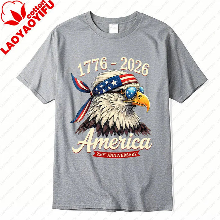 Soft Unisex Bald Eagle Graphic Tee - Short-Sleeve, Durable Cotton, For 250th Anniversary Independence Day Celebration