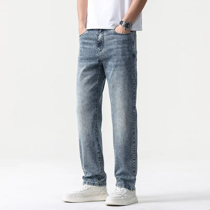 Oversized Men’s Wide Leg Jeans - Straight Lyocell, Casual