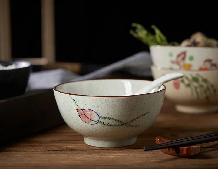 Ceramic 4.5 Inch Japanese Rice Bowl Retro Home Tableware