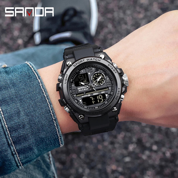 Digital Sports Watch Dual Display LED Military Style Rugged Watch Fall 2026 Water Resistant