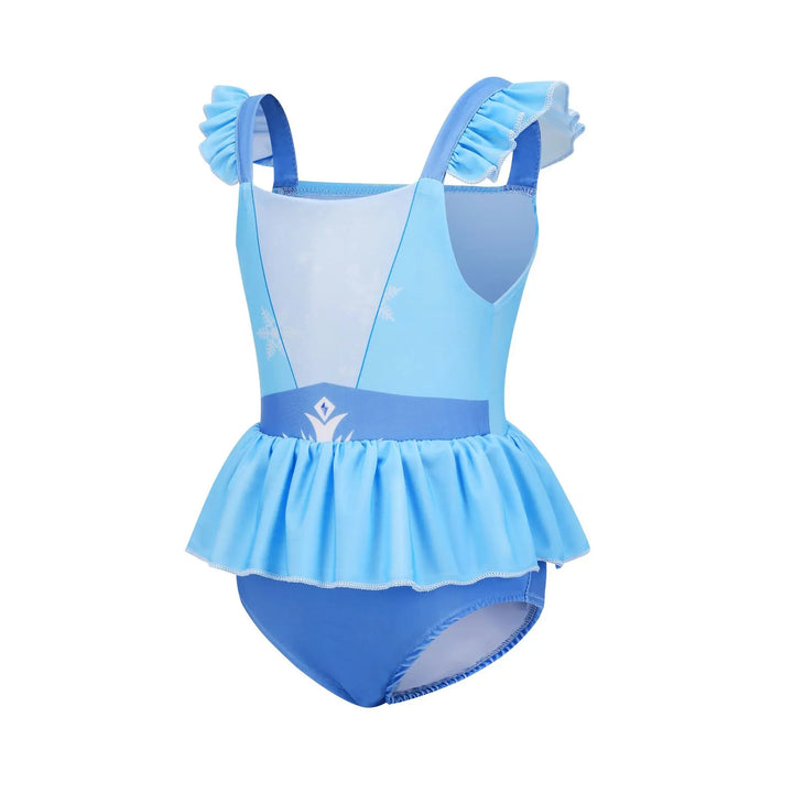 Quick-Dry Girls Two-Piece Swimsuit – Durable Princess Print, Cotton-Poly, For Beach and Pool