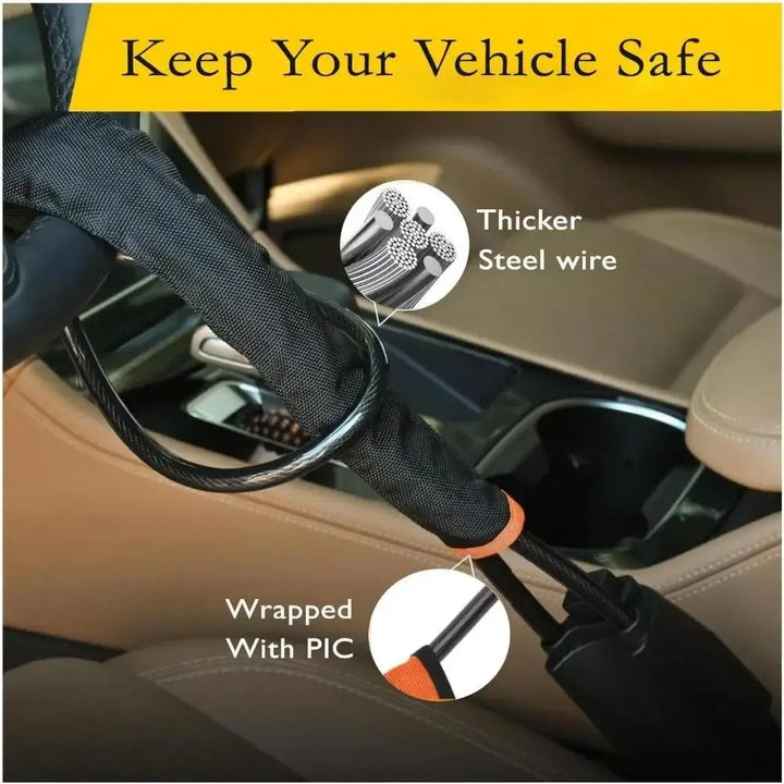Universal Car Steering Wheel Lock with Seatbelt Buckle – 3-Key Anti-Theft Security Device 2026