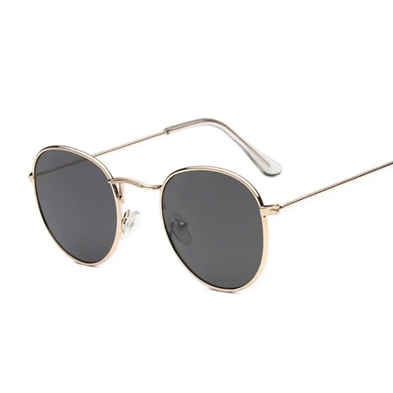 Vintage Small Round Sunglasses for Women - Classic Retro Mirror Fashion Shades Lunette De Soleil