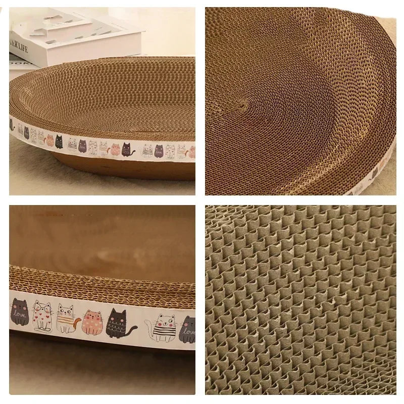 43cm Corrugated Cat Scratcher - Round Oval Grinding Toy, Wear-Resistant Bed Nest for Cats