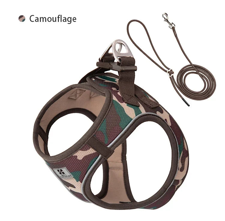 Dog Harness Leash Set Reflective Padded Vest All Seasons Outdoor Walking Gift Idea