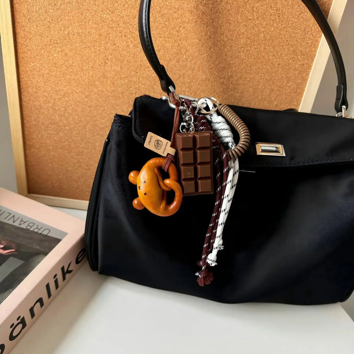 Braid Rope Bag Charm Leather Dachshund Keychain Aesthetic